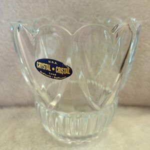 Shannon Crystal 24% Lead Crystal Pair of Hearts Vase Candle Holder